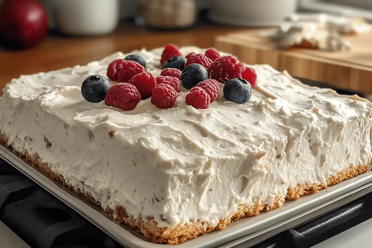 "Fresh kefir, eggs, sugar, butter, and flour arranged on a wooden countertop for a kefir sheet cake recipe."